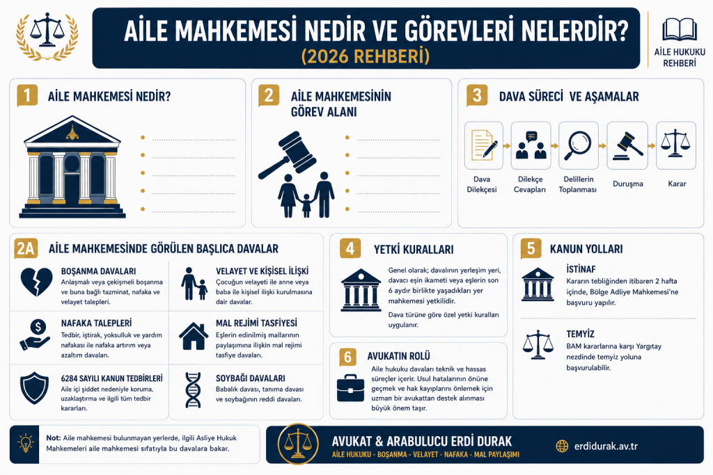 Aile mahkemesi nedir ve aile mahkemesi görevleri nelerdir - İzmir Gaziemir Torbalı Menderes Boşanma Avukatı Erdi Durak
