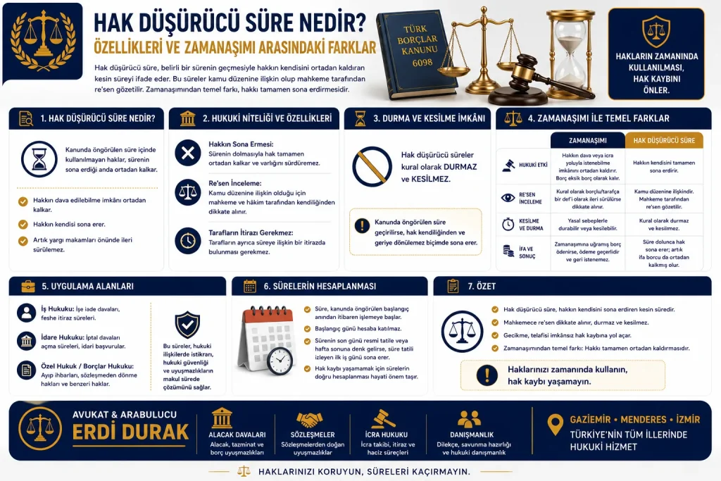 Hak Düşürücü Süre Nedir Özellikleri ve Zamanaşımı Farkı Avukat Erdi Durak