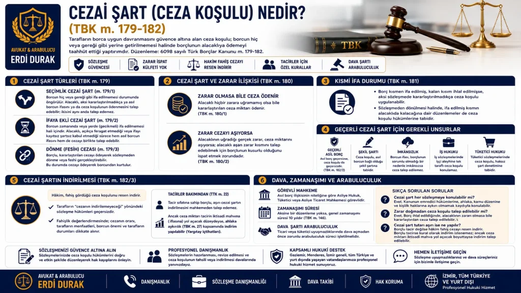 cezai şart ceza koşulu nedir tbk 182 cezanın indirilmesi izmir avukat