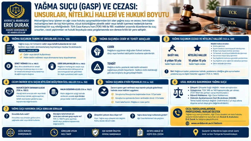 Yağma suçu ve cezası TCK 148 TCK 149 Gaziemir Menderes İzmir ağır ceza avukatı rehber görseli